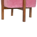 Paola Solid Wood Legs Pink Velvet Footstool by Lavishway | Footstool-57964