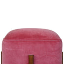 Paola Solid Wood Legs Pink Velvet Footstool by Lavishway | Footstool-57963