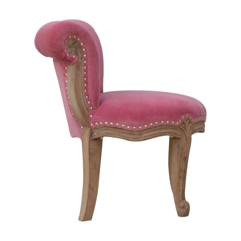 Paola Unique Pink Velvet Studded Chair by Lavishway | Bedroom Chairs-57931