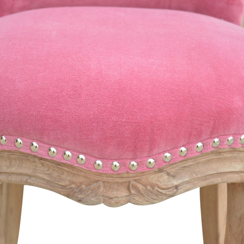 Paola Unique Pink Velvet Studded Chair by Lavishway | Bedroom Chairs-57934