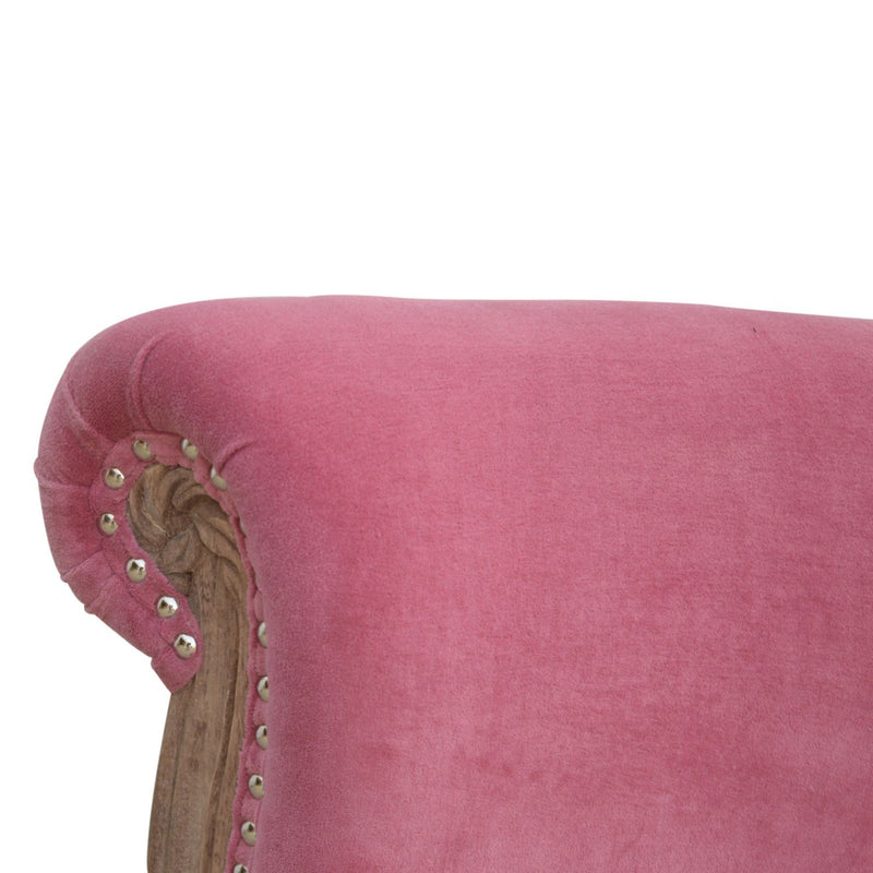 Paola Unique Pink Velvet Studded Chair by Lavishway | Bedroom Chairs-57933