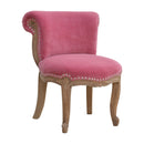 Paola Unique Pink Velvet Studded Chair by Lavishway | Bedroom Chairs-57929