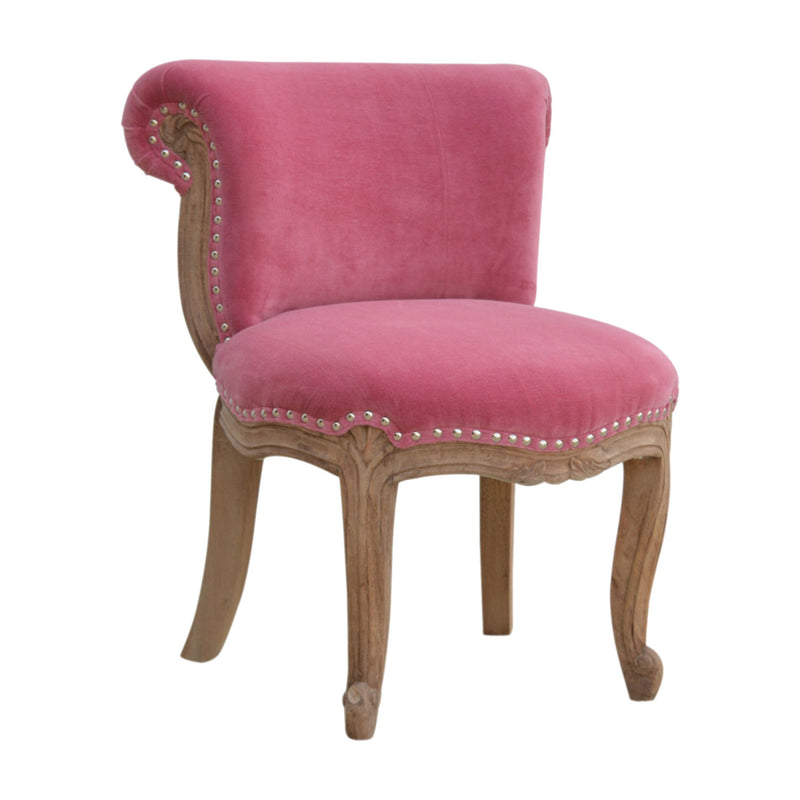 Paola Unique Pink Velvet Studded Chair by Lavishway | Bedroom Chairs-57929