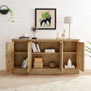 Parker Natural Wood 4 Door Mirrored Sideboard by Lavishway | Sideboards-24283