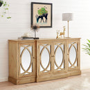 Parker Natural Wood 4 Door Mirrored Sideboard by Lavishway | Sideboards-24282
