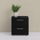 Pepe Black Wooden 2 Drawers Bedside Table