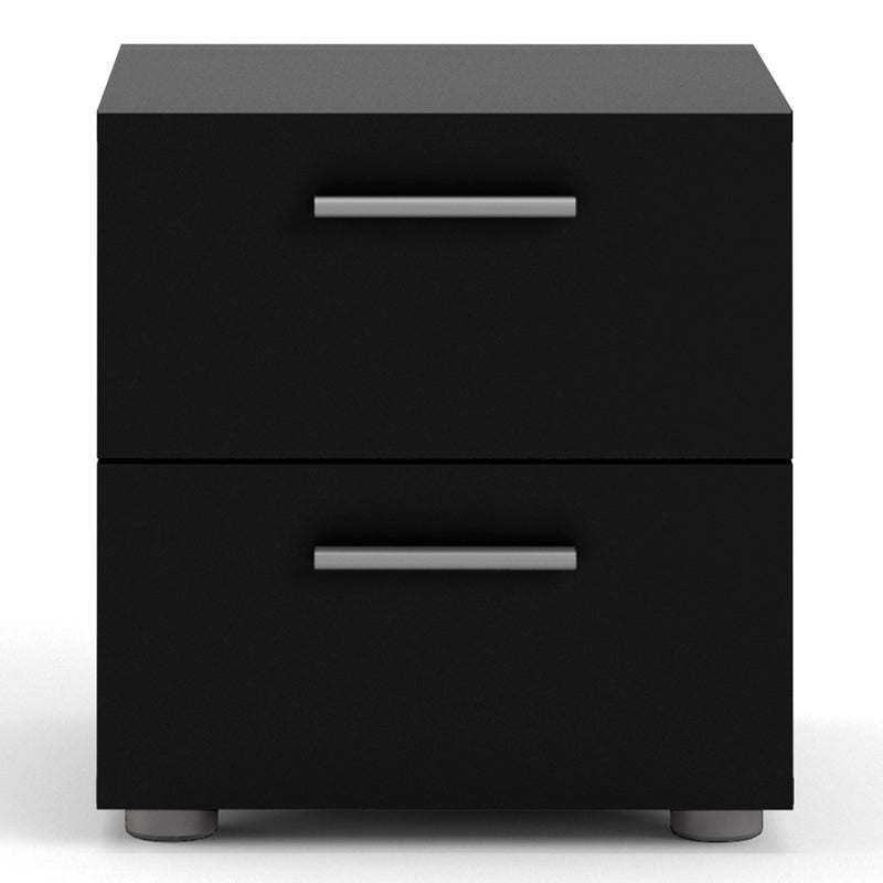 Pepe Black Wooden 2 Drawers Bedside Table