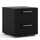 Pepe Black Wooden 2 Drawers Bedside Table