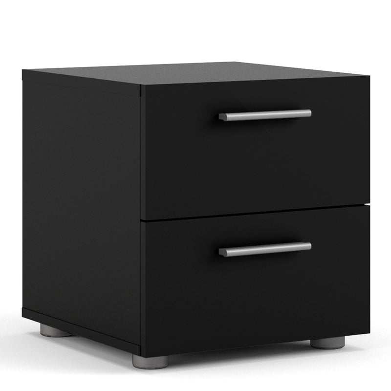 Pepe Black Wooden 2 Drawers Bedside Table