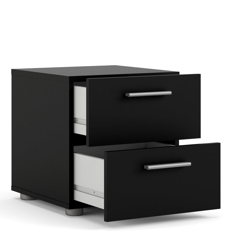Pepe Black Wooden 2 Drawers Bedside Table