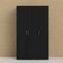 Pepe Black Wooden 3 Doors Wardrobe