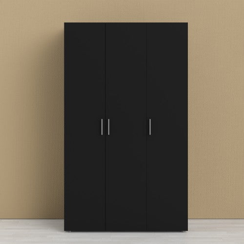Pepe Black Wooden 3 Doors Wardrobe