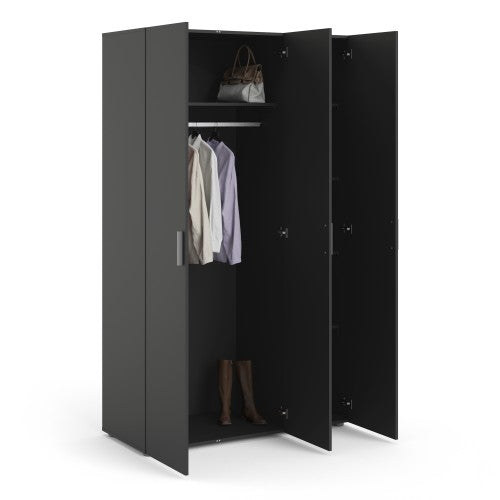 Pepe Black Wooden 3 Doors Wardrobe
