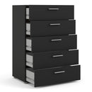 Pepe Black Wooden 5 Chest Of Drawers