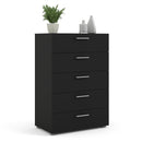 Pepe Black Wooden 5 Chest Of Drawers