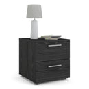 Pepe Black Woodgrain Finish 2 Drawers Bedside