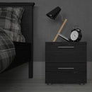 Pepe Black Woodgrain Finish 2 Drawers Bedside