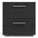 Pepe Black Woodgrain Finish 2 Drawers Bedside