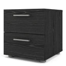 Pepe Black Woodgrain Finish 2 Drawers Bedside