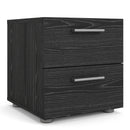 Pepe Black Woodgrain Finish 2 Drawers Bedside