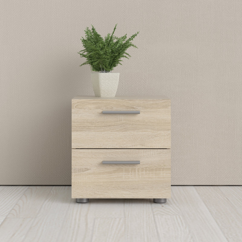 Pepe Oak Finish 2 Drawers Wood Bedside Table