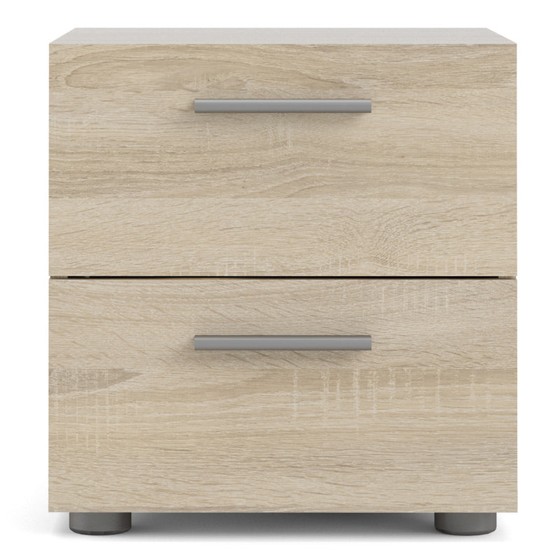 Pepe Oak Finish 2 Drawers Wood Bedside Table