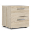 Pepe Oak Finish 2 Drawers Wood Bedside Table