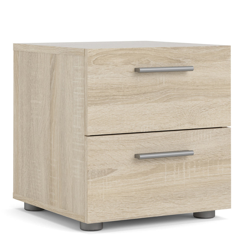 Pepe Oak Finish 2 Drawers Wood Bedside Table