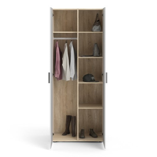 Pepe Oak & White High Gloss 2 Doors Wardrobe