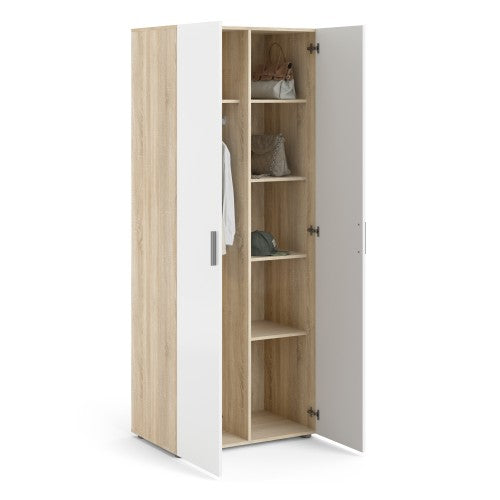 Pepe Oak & White High Gloss 2 Doors Wardrobe