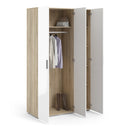 Pepe Oak & White High Gloss 3 Doors Wardrobe