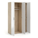 Pepe Oak & White High Gloss 3 Doors Wardrobe