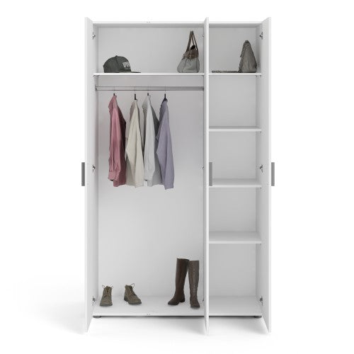 Pepe White Wooden 3 Doors Wardrobe