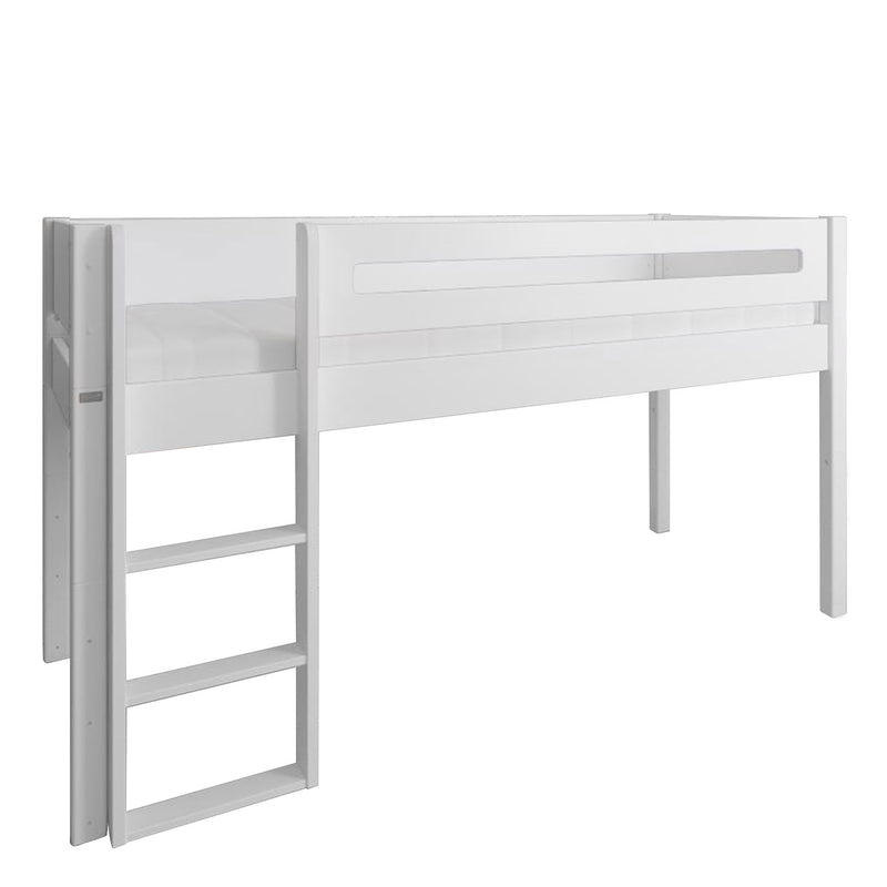 Manis White Mid Sleeper Bed & Safety Rail by Lavishway | Wooden Beds-26417