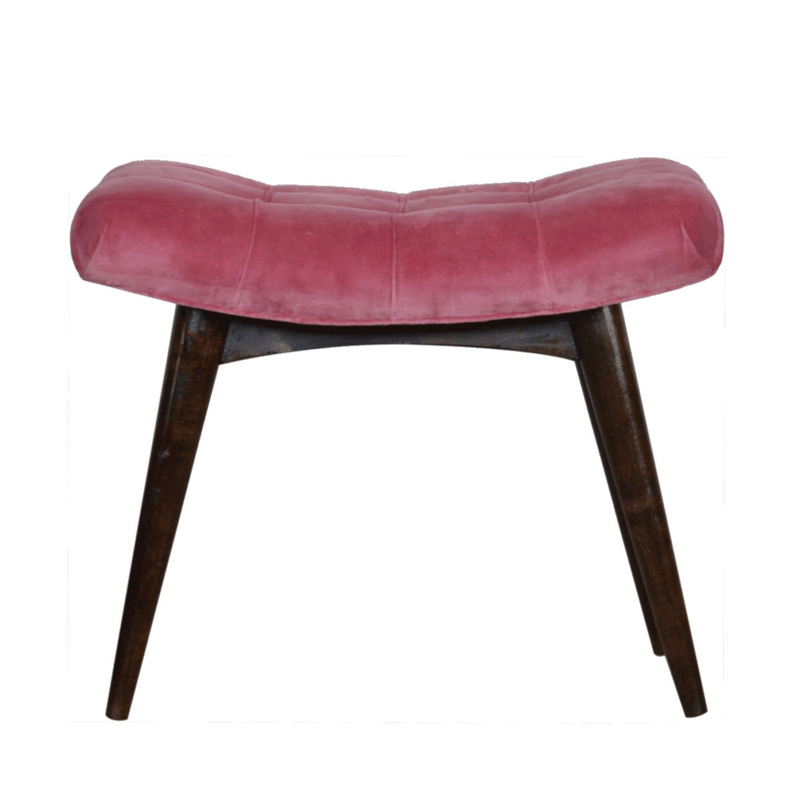Paola Curved Pink Cotton Velvet Bench by Lavishway | Benches & Storage Benches-57718