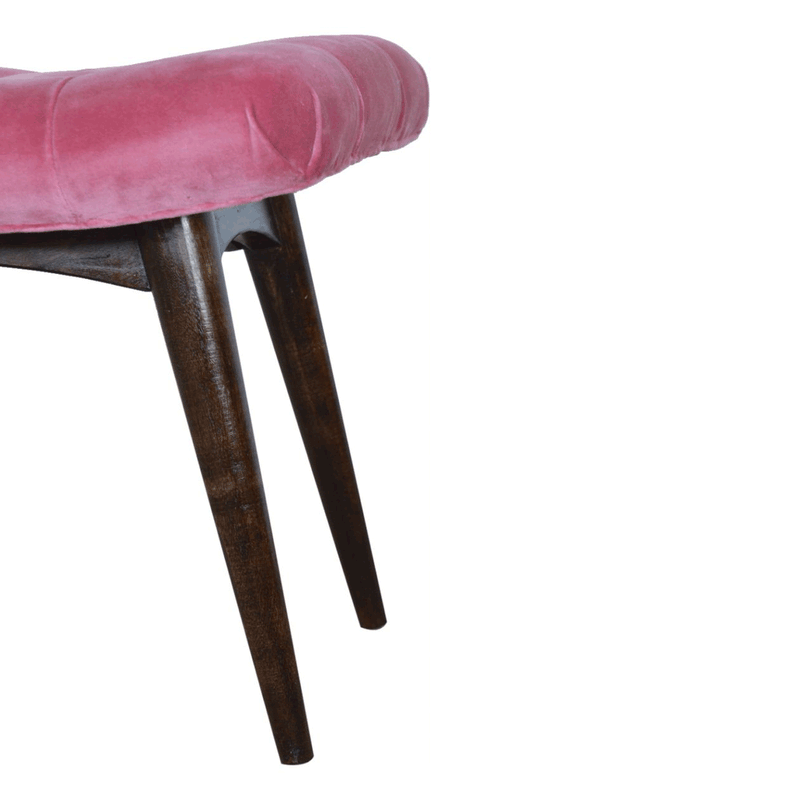 Paola Curved Pink Cotton Velvet Bench by Lavishway | Benches & Storage Benches-57720