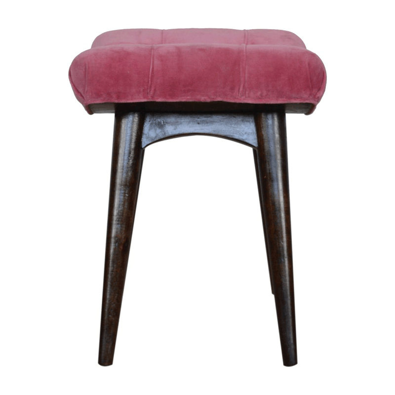 Paola Curved Pink Cotton Velvet Bench by Lavishway | Benches & Storage Benches-57719