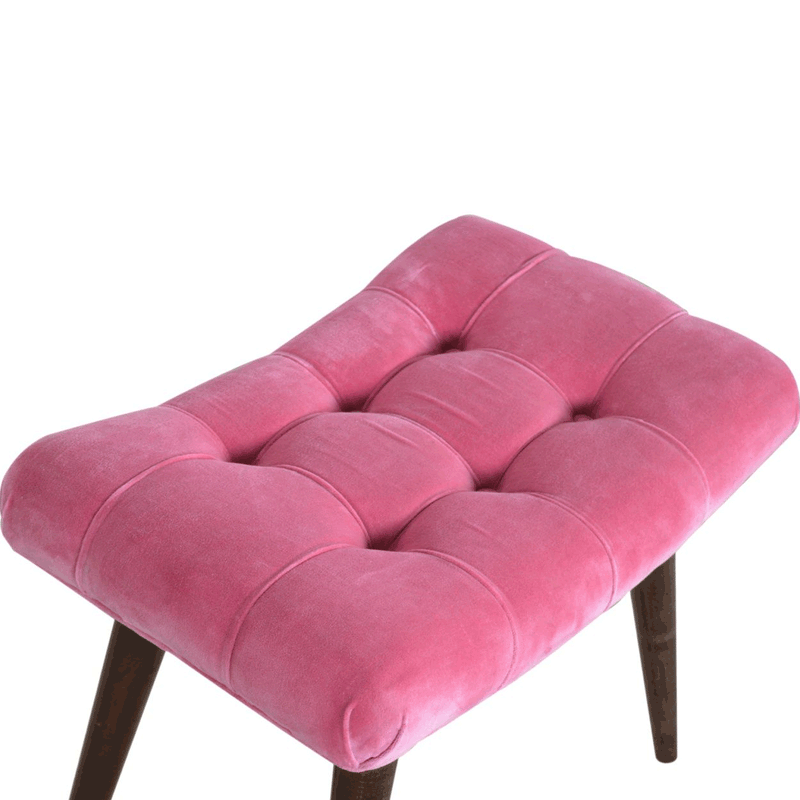 Paola Curved Pink Cotton Velvet Bench by Lavishway | Benches & Storage Benches-57723