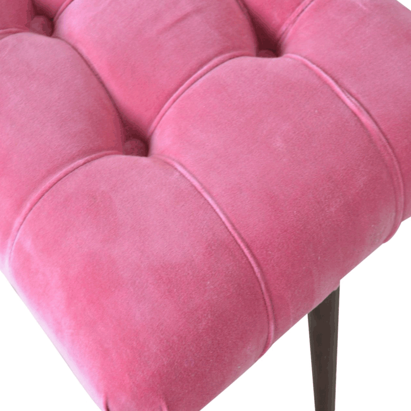 Paola Curved Pink Cotton Velvet Bench by Lavishway | Benches & Storage Benches-57721