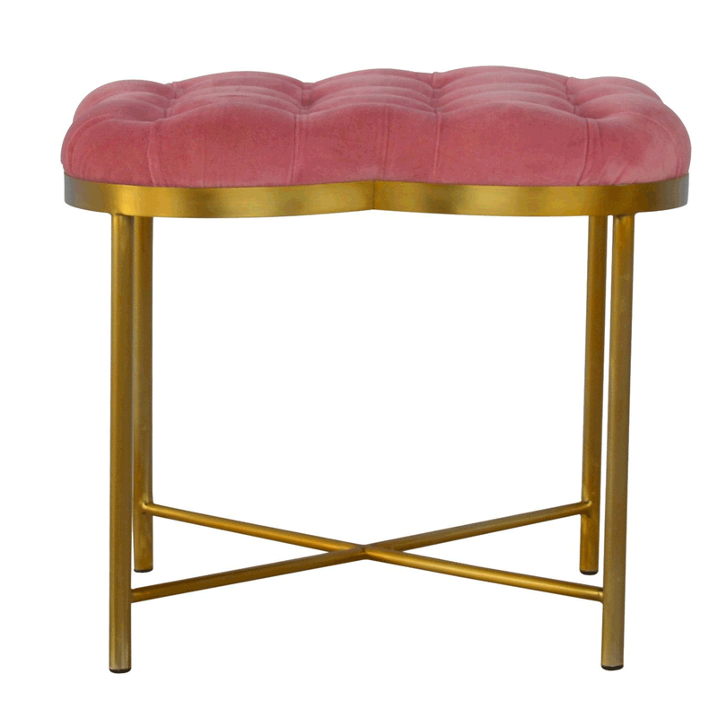 Paola Golden Base Deep Button Footstool by Lavishway | Footstool-57630
