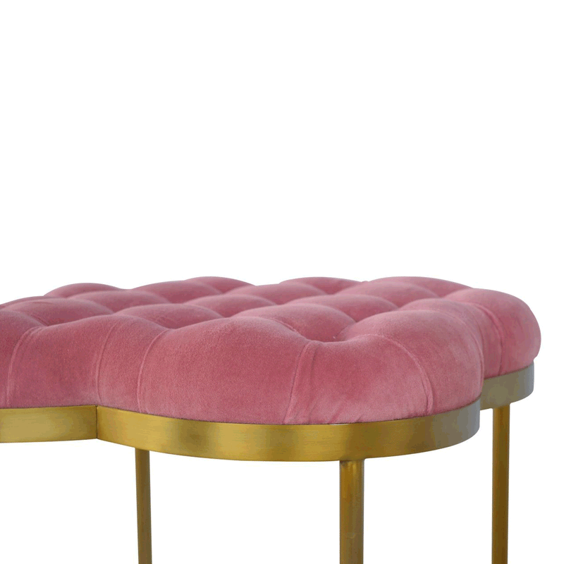 Paola Golden Base Deep Button Footstool by Lavishway | Footstool-57635