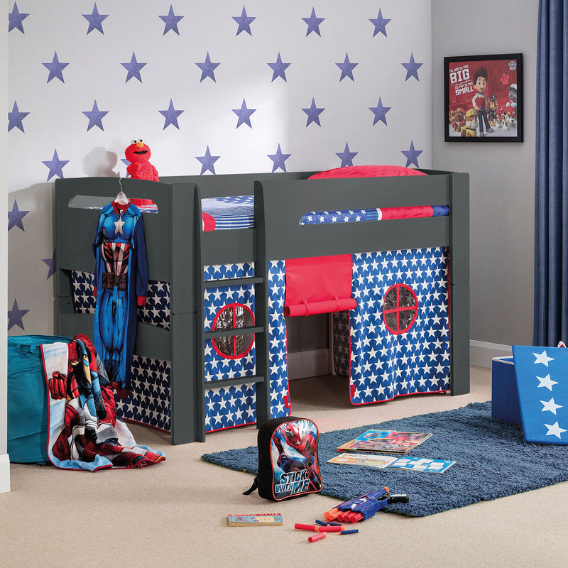 Pluto Mid Sleeper Bed With Tent by Lavishway | Wooden Beds-61213