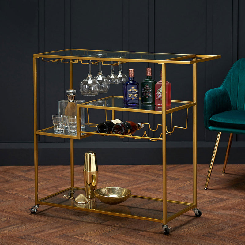 Porter Glass Top Drinks Trolley by Lavishway | Wine Racks-28413