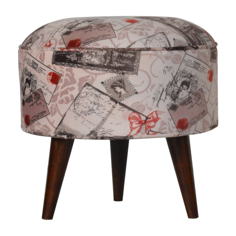 Postcard Pattern Velvet Footstool by Lavishway | Footstool-57914