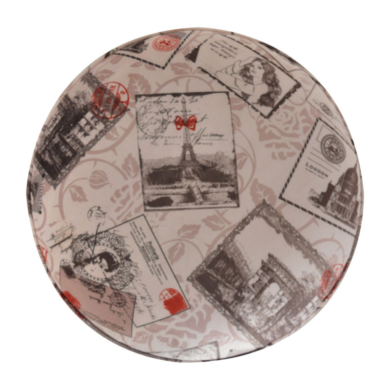 Postcard Pattern Velvet Footstool by Lavishway | Footstool-57920