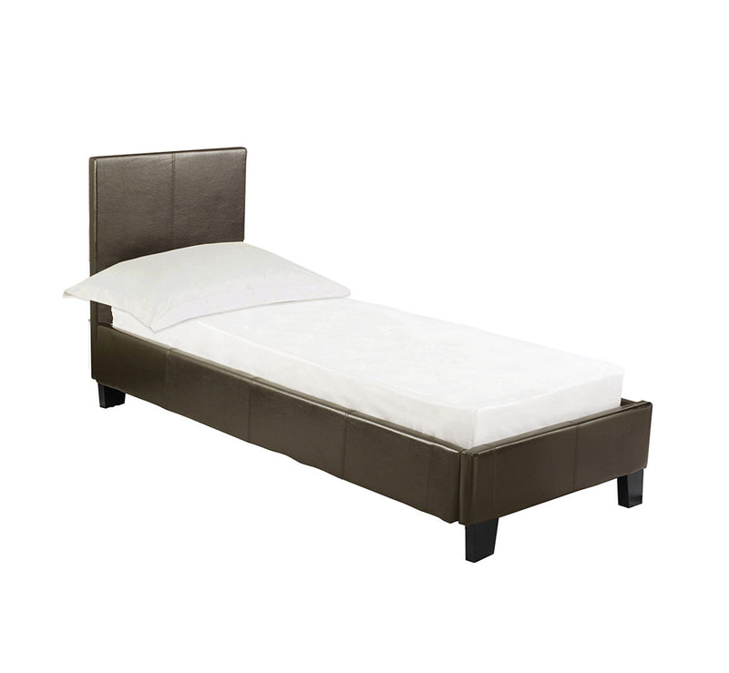 Prado Faux Leather Brown & Black Bed Frame by Lavishway | Leather/Faux Beds-28308