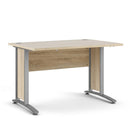 Prima Oak Desk With Silver & Grey Steel Legs by Lavishway | -28788