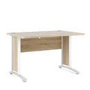 Prima Oak Finish Desk With White Steel Legs by Lavishway | -28775