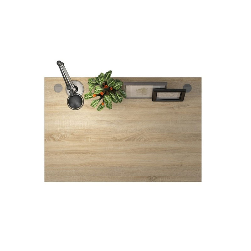 Prima Oak Finish Desk With White Steel Legs by Lavishway | -28779