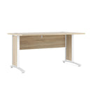 Prima Oak Finish Desk With White Steel Legs by Lavishway | -28776